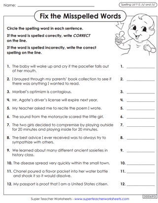 Grade 6 Spelling Worksheets