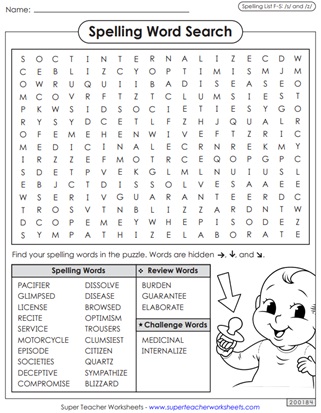 6th Grade Spelling Word Search